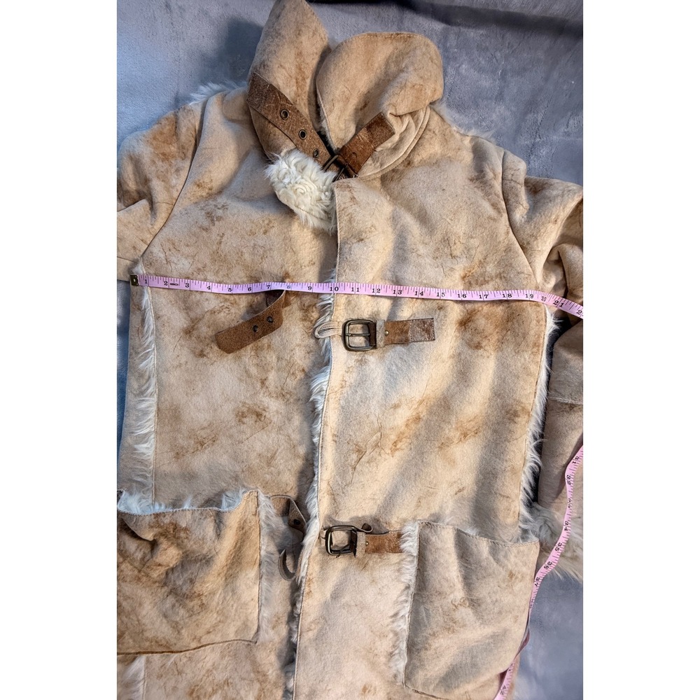 Armani Jeans Faux Sherling Long Coat Tan Cream Made in Italy Size 40 (6) - Picture 13 of 16